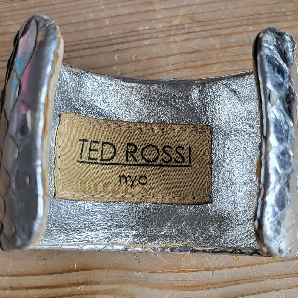 Ted Rossi Large Silver Python Cuff With Crystals - image 3